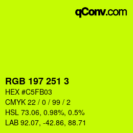カラーコード: RGB 197 251 3 | qconv.com