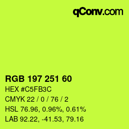 Color code: RGB 197 251 60 | qconv.com