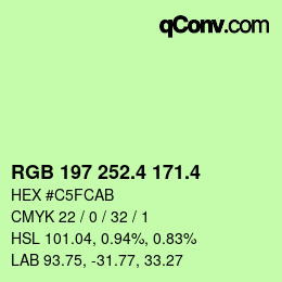 カラーコード: RGB 197 252.4 171.4 | qconv.com