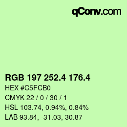 カラーコード: RGB 197 252.4 176.4 | qconv.com