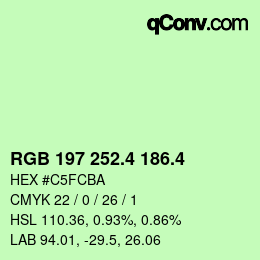 カラーコード: RGB 197 252.4 186.4 | qconv.com