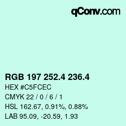 カラーコード: RGB 197 252.4 236.4 | qconv.com