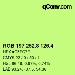 カラーコード: RGB 197 252.8 126.4 | qconv.com
