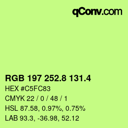 カラーコード: RGB 197 252.8 131.4 | qconv.com