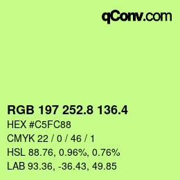 カラーコード: RGB 197 252.8 136.4 | qconv.com