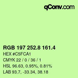 カラーコード: RGB 197 252.8 161.4 | qconv.com