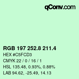 カラーコード: RGB 197 252.8 211.4 | qconv.com