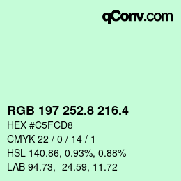 カラーコード: RGB 197 252.8 216.4 | qconv.com