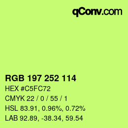 カラーコード: RGB 197 252 114 | qconv.com