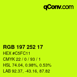 Color code: RGB 197 252 17 | qconv.com
