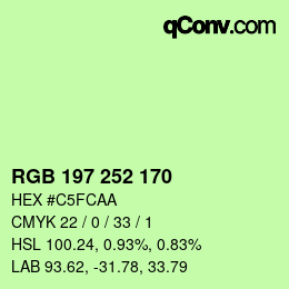 カラーコード: RGB 197 252 170 | qconv.com