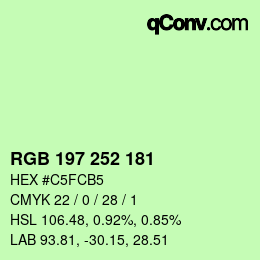 Color code: RGB 197 252 181 | qconv.com