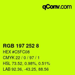 カラーコード: RGB 197 252 8 | qconv.com