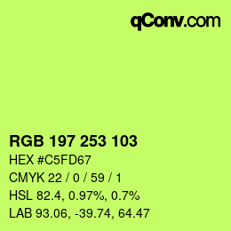 Color code: RGB 197 253 103 | qconv.com