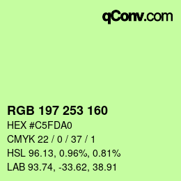 Color code: RGB 197 253 160 | qconv.com