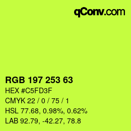 Farbcode: RGB 197 253 63 | qconv.com