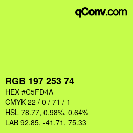 カラーコード: RGB 197 253 74 | qconv.com