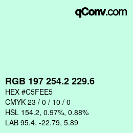 カラーコード: RGB 197 254.2 229.6 | qconv.com