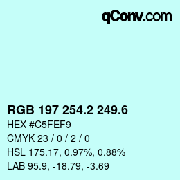 カラーコード: RGB 197 254.2 249.6 | qconv.com