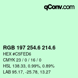 カラーコード: RGB 197 254.6 214.6 | qconv.com