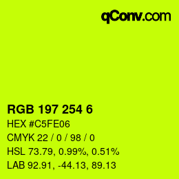 Color code: RGB 197 254 6 | qconv.com