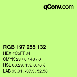 Color code: RGB 197 255 132 | qconv.com