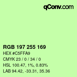 Color code: RGB 197 255 169 | qconv.com