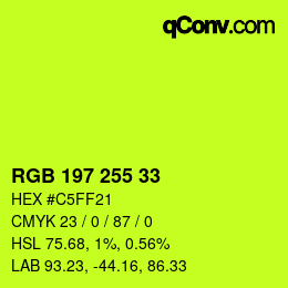 Color code: RGB 197 255 33 | qconv.com