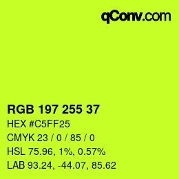 颜色代码: RGB 197 255 37 | qconv.com