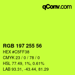 Color code: RGB 197 255 56 | qconv.com