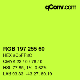 Color code: RGB 197 255 60 | qconv.com