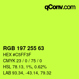 カラーコード: RGB 197 255 63 | qconv.com