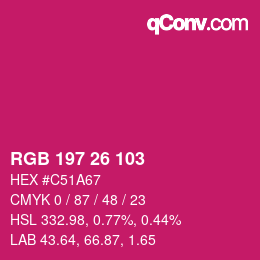 Color code: RGB 197 26 103 | qconv.com