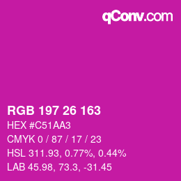 Color code: RGB 197 26 163 | qconv.com