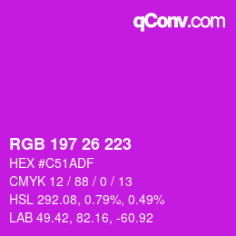 Color code: RGB 197 26 223 | qconv.com
