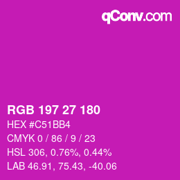Color code: RGB 197 27 180 | qconv.com