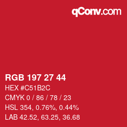 Color code: RGB 197 27 44 | qconv.com