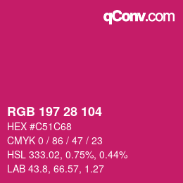 颜色代码: RGB 197 28 104 | qconv.com