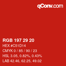 Color code: RGB 197 29 20 | qconv.com