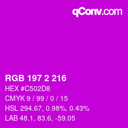 カラーコード: RGB 197 2 216 | qconv.com