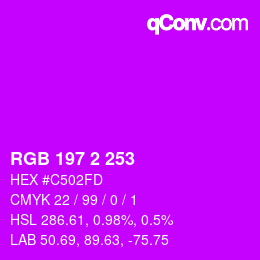Color code: RGB 197 2 253 | qconv.com