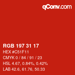 Color code: RGB 197 31 17 | qconv.com