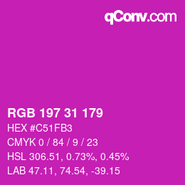 Color code: RGB 197 31 179 | qconv.com