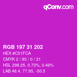 Color code: RGB 197 31 202 | qconv.com