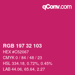 Color code: RGB 197 32 103 | qconv.com