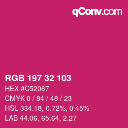 Código de color: RGB 197 32 103 | qconv.com