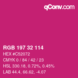 カラーコード: RGB 197 32 114 | qconv.com