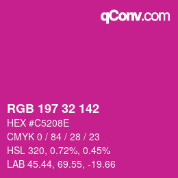 Color code: RGB 197 32 142 | qconv.com