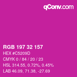 Color code: RGB 197 32 157 | qconv.com