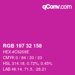 Color code: RGB 197 32 158 | qconv.com